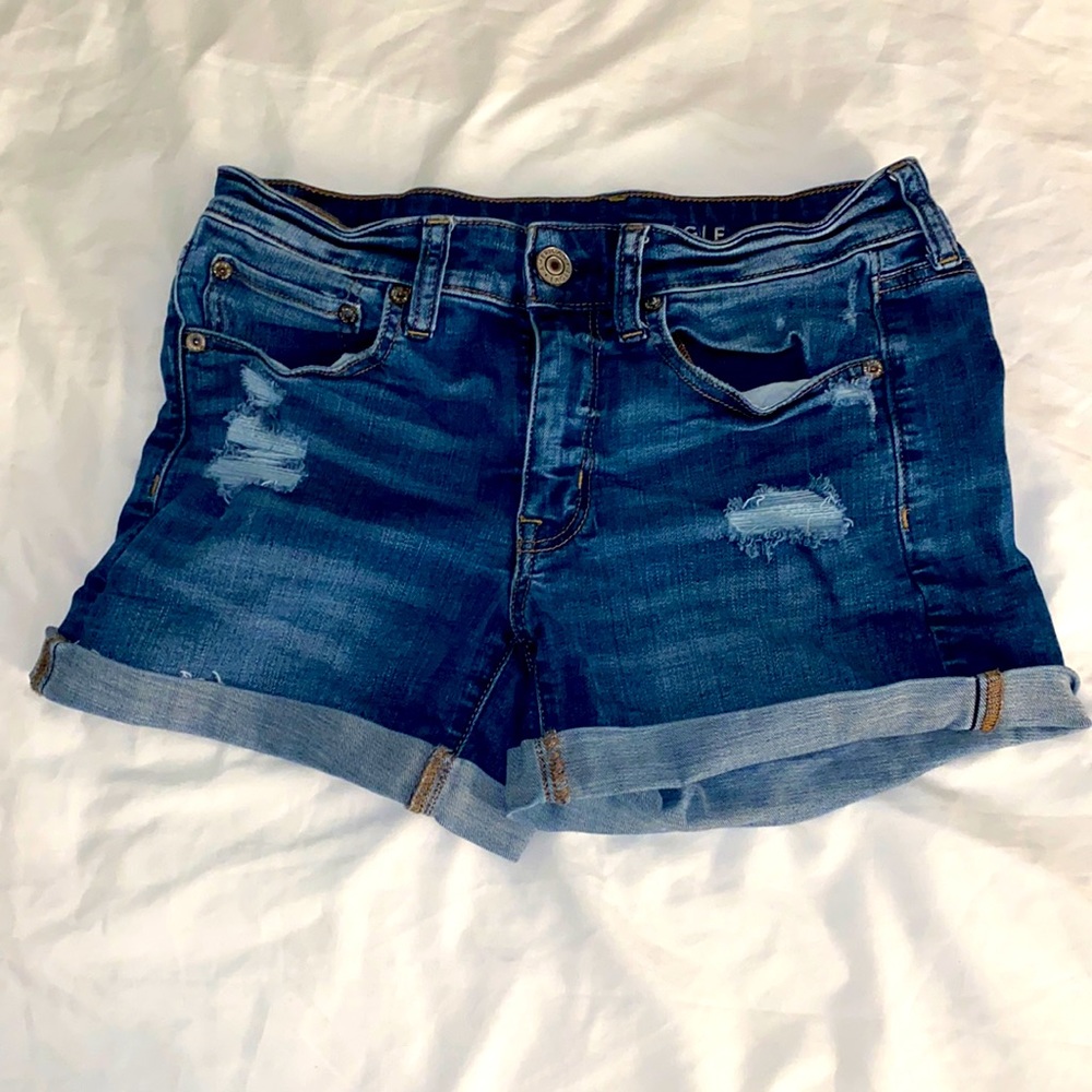 Super Stretch Ripped Jean Shorts